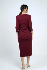 Robe midi portefeuille pour femme avec boucle et fente