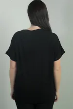 Blouse BB à col en V et manches chauve-souris avec chaîne pour femme