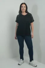 Jean taille haute à jambes droites en lycra pour femme, grandes tailles