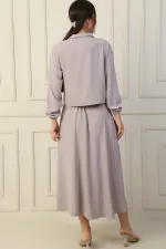 Ensemble 2 pièces chemise à double poche, taille élastique, jupe Arya