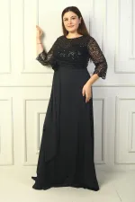 Kadın Çiçekli Altı Saten Üstü Gritel Astarlı Büyük Beden Uzun Elbise