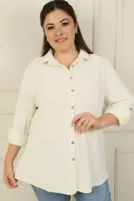 Fold-up Sleeve Waffle Plus Size Shirt