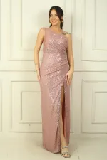 Robe de soirée longue drapée à sequins et bretelles épaisses pour femme