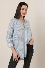 Oversized Shirt with Vertical Stripes