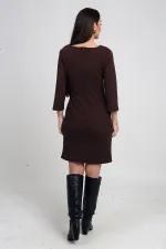 Kadın Geometrik Desenli Astarlı Kısa Krep Elbise