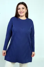 Blouse tunique grande taille à col rond pour femme