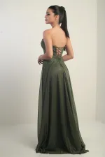 Robe longue en tulle pour femme avec doublure à col éponge et paillettes