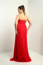 Robe longue asymétrique en mousseline pour femme, avec doublure tissée sur le devant