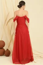 Low-Sleeved, Lined, Pleated Skirt, Glittery Long Tulle Dress