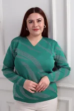 Chemisier grande taille à col en V et motif zèbre pailleté