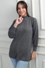 Pull tunique de sport à col bas et motif tricoté