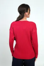 Chemisier en maille côtelée à boutons pour femme