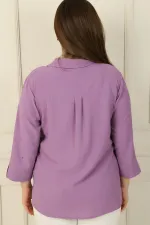 Polo Collar Pocket Quarter Sleeve BB Blouse