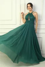 Robe de soirée longue à paillettes plissée et doublée pour femme