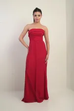 Women's Long Tulle Dress with Padded Collar and Lining