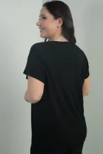 Women's Shoulder Stone Print V-Neck Batwing Sleeve BB Blouse