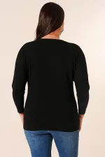 V-Neck Stone Printed Batwing Sleeve Plus Size Strawberry Blouse