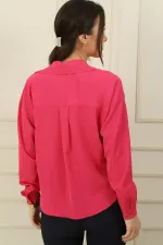 Önü Düğümlü Mikro Saten Gömlek