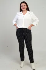 Pantalon de plongée grande taille à rayures longitudinales et poches pour femme