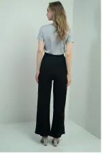 Kadın Müslin Palazzo Beli Lastikli Cepli Pantolon