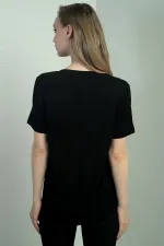 Women's Glittery V-Neck Short-Sleeve Blouse