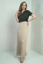 Jupe longue pour femme avec taille élastique et motif froissé