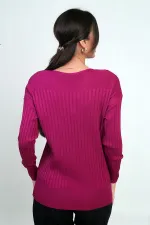 Chemisier en maille côtelée à boutons pour femme