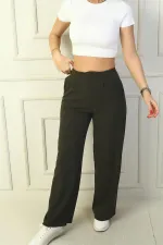 Pantalon palazzo à poches plissées pour femme