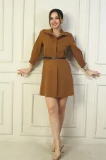 Lycra Double Faux Pocket Shirt Dress