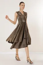 Double-Breasted, Belted, Glittery Dress