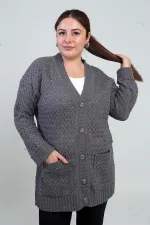 Gilet tunique à poches en maille panier pour femme