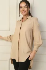 Yaka Ve Kolları Taş Detaylı Patlı Gömlek