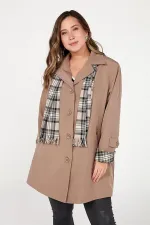 PLUS SIZE BONDIT TRENCH COAT WITH LINED, ZIPPED POCKETS AND SCARF ACCESSORY.