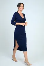 Robe midi portefeuille pour femme avec boucle et fente