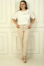 Pantalon grande taille en Lycra avec taille élastique et poches