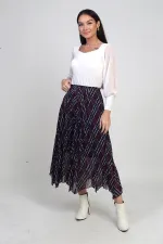 Jupe midi triangle en maille à carreaux doublée et taille élastique pour femme