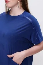 Stud Detail Stylish Lycra Plus Size Dress