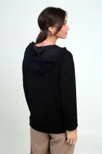 Kadın Kapüşonlu Kanguru Cepli Önü Fermuarlı Osyho Hırka