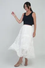 Kadın Beli Lastikli Astarlı Karışık Desenli Tül Etek