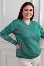 Chemisier grande taille à col en V et motif zèbre pailleté