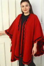 Poncho en acrylique grande taille à rayures découpées au laser pour femme