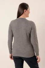 Plus Size Acrylic Sweater with Sleeve Detail