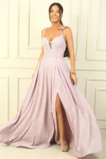 Strappy, Lined, Glittery Long Evening Dress