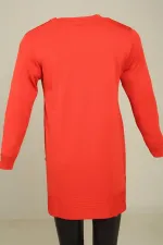 Kadın Yanları Düğme Detaylı Yırtmaçlı Büyük Beden Tunik Kazak