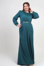 Robe longue BB en satin doublée et plissée, à col cache-cœur, pour femme