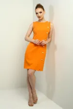 Kadın Kendinden Telalı Yan Düğmeli Kısa Elbise