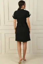 Belted Linen Effect Dress