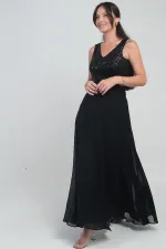 Kadın Beli Lastikli Astarlı Uzun Şifon Etek