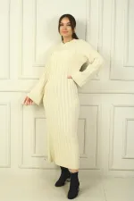 Kadın Saç Örgülü Rahat Kalıp Akrilik Uzun Elbise