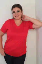 Chemisier grande taille en lycra à col en V pour femme